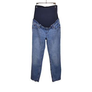 Abercrombie & Fitch The Ankle Straight Distressed Maternity Jeans Medium Wash